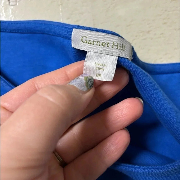 Garnet Hill Women’s Size 8 Ponte Knit Long Sleeve Pleated Sheath Dress Blue - Picture 6 of 6